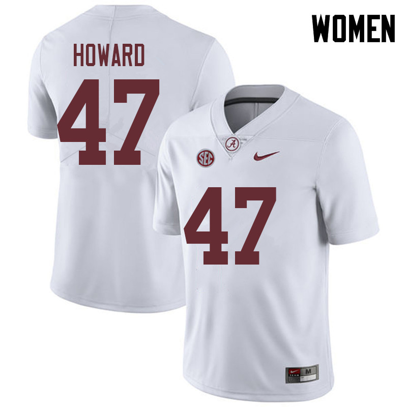 Women #47 Chris Howard Alabama Crimson Tide College Football Jerseys Sale-White